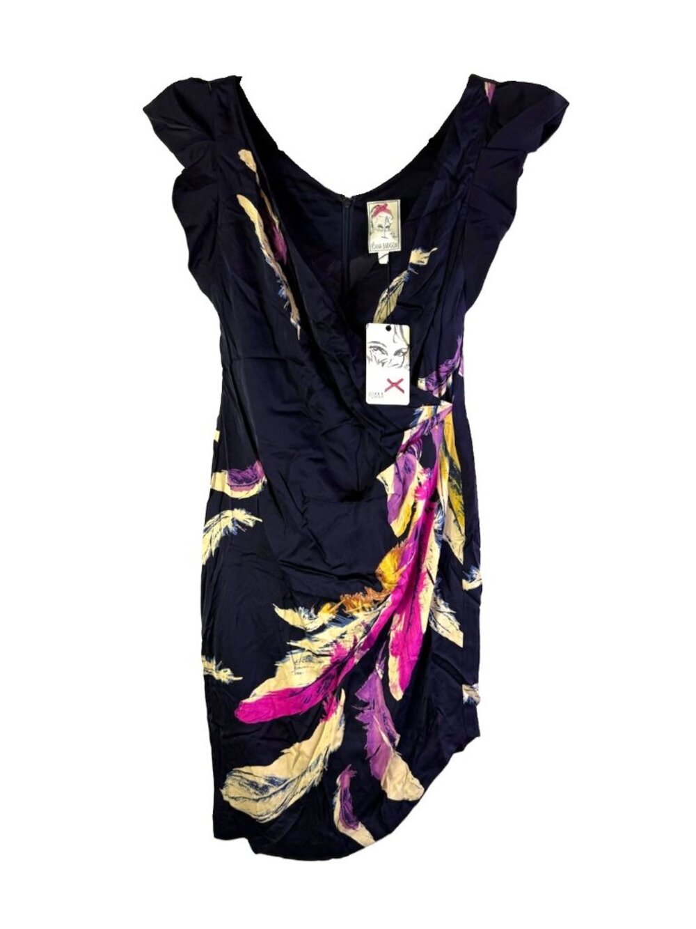 New Yoana Baraschi Dress Silk Sacred Feather Satin